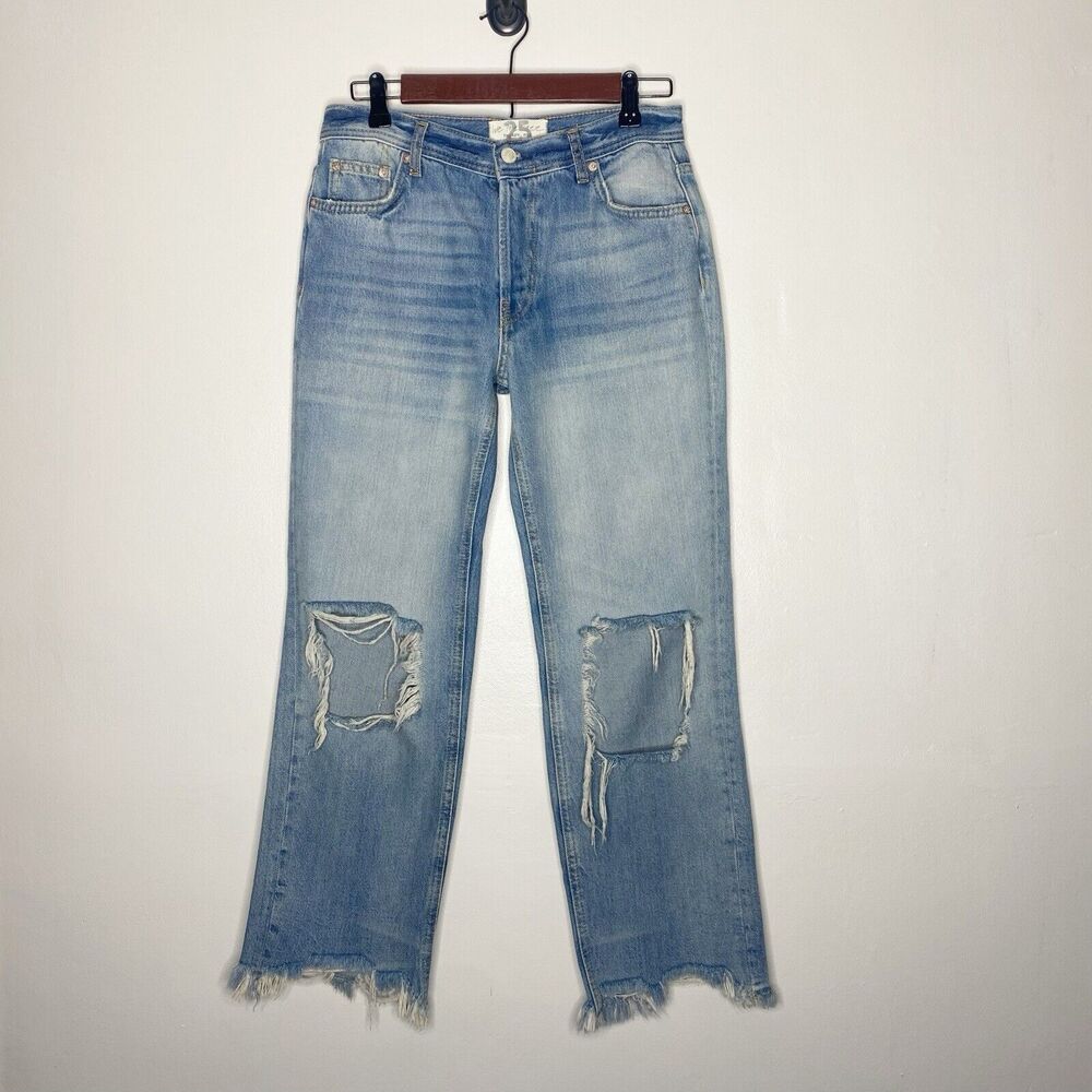 Free People Maggie Mid-Rise Straight Leg Crop Jeans Light Wash Size 25